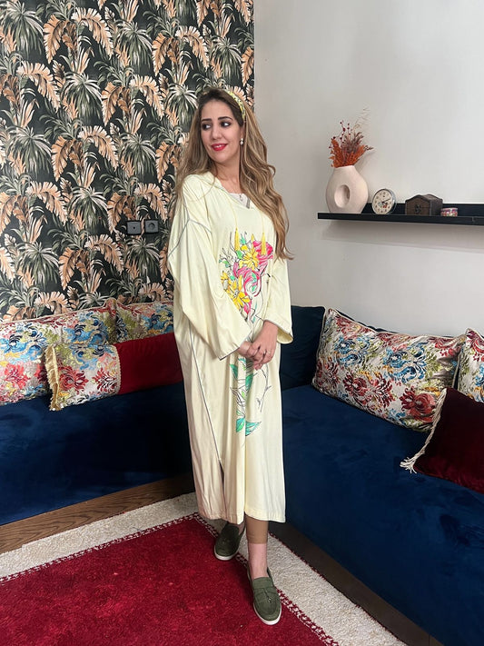 Djellaba Artisanale Peinte à la Main – Élégance et Authenticité Marocaine 🌍✨